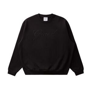 Grand Collection Men's Large Black Embroidered Logo Crew Neck Sweatshirt T7-1